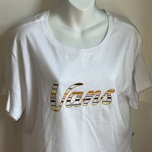 VANS Scripts Stripe Crop T Shirt NWT - Picture 3 of 8